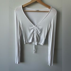 Aritzia Long Sleeved White Cropped Shirt - Size Small